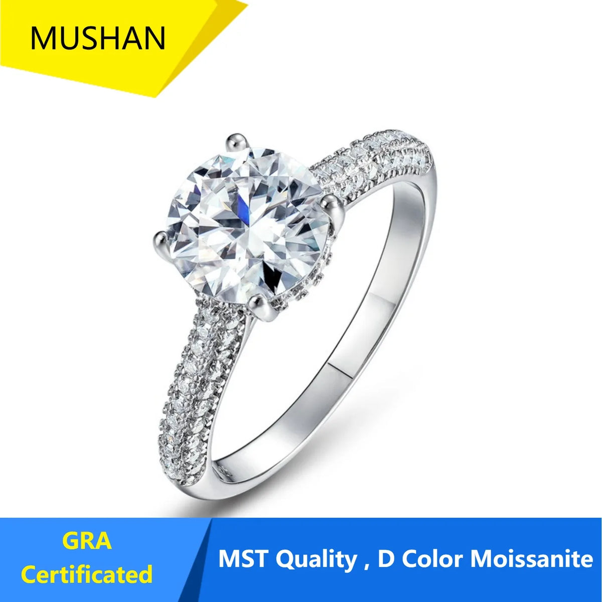 MUHAN Luxury Jewelry  925 Sterling Silver Ring Wedding Band  Women GRA Certificate Moissanite Diamond Rings D Color Fine Jewelry