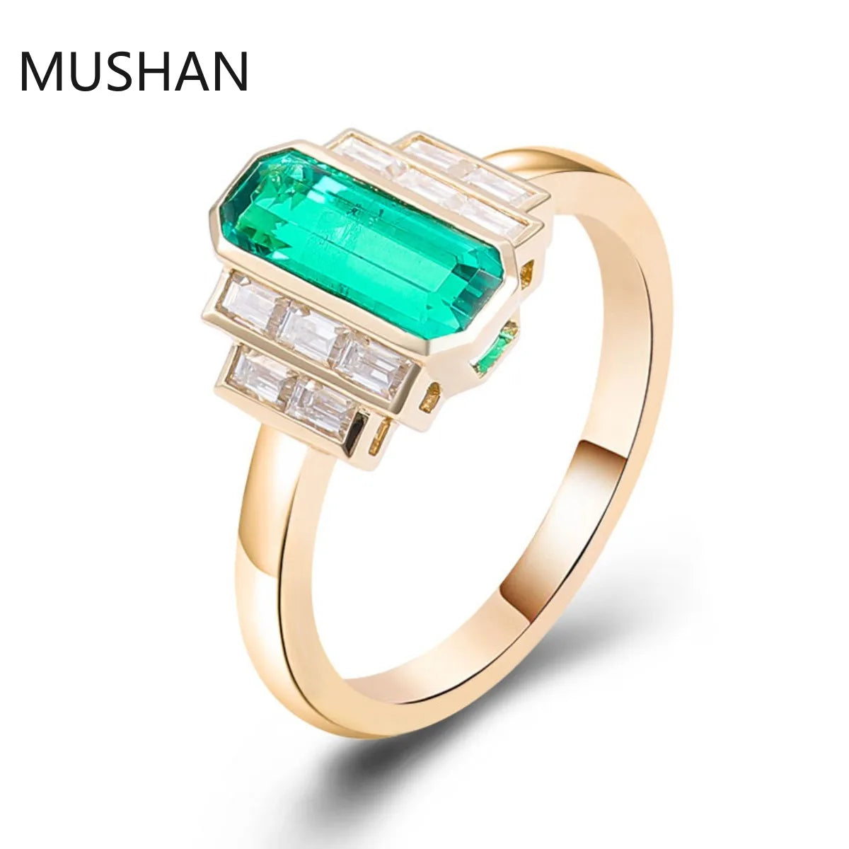 MUSHAN Luxury Custom 14K 18K Gold Rings Band Jewelry With Moissanite Diamond Lab Grown Gemstones Diamond Wedding Ring For Women