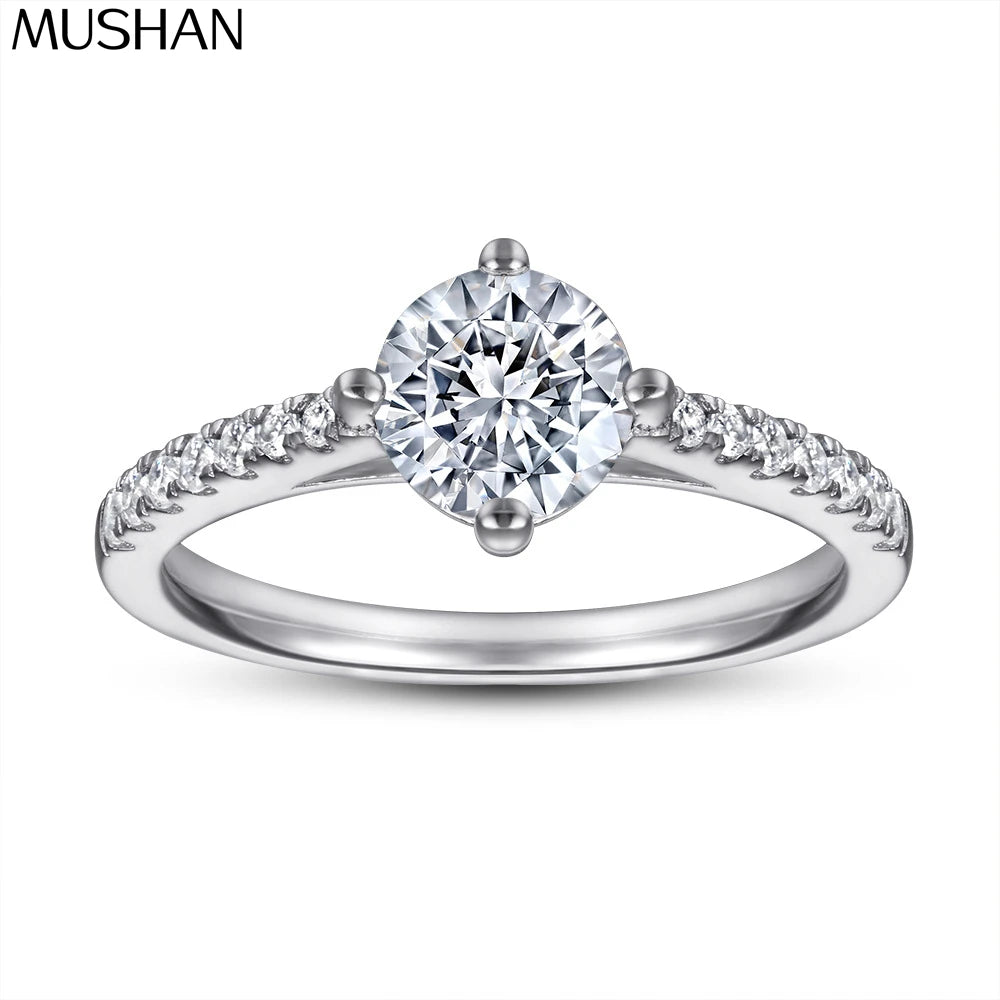 MuShan Jewelry 925 Sterling Silver Rings Bands Engagement Ring 7A Cubic Zirconia  Women Timeless Anniversary  Women Gift