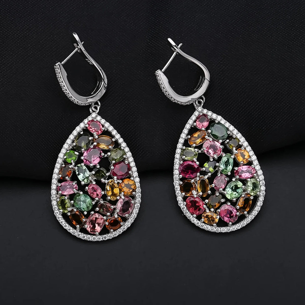 MUSHAN Custom Jewelry 925 Sterling Silver Earrings Lab Green Ruby Heart Formal Wear for Women 18K Gold Plated Anniversary