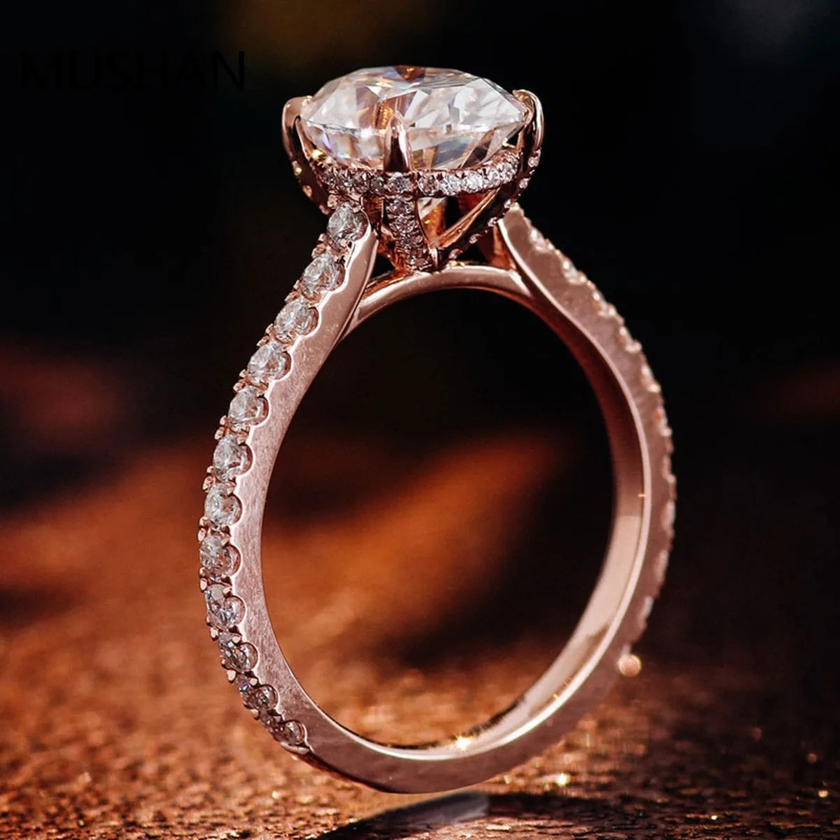 MUSHAN Luxury Custom 14K 18K Gold Rings Band Jewelry With Moissanite Diamond Lab Grown Gemstones Diamond Wedding Ring For Women