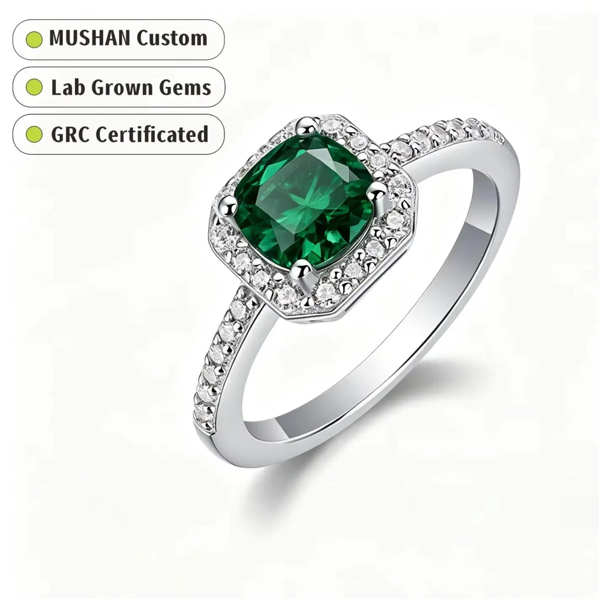 MUSHAN Custom Jewelry 925 Sterling Silver Ring Band for Women 1ct Lab Grown Gemstones Ruby Emerald Sapphire Rings Jewelry