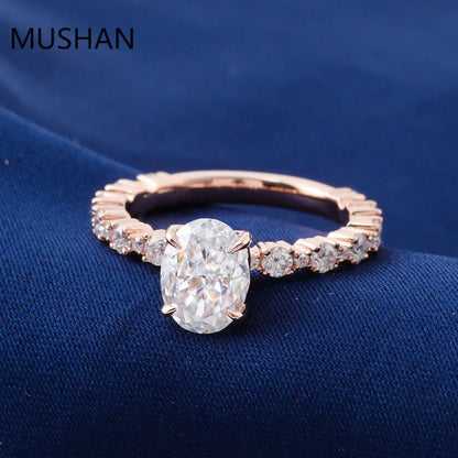 MUSHAN Luxury Custom 14K 18K Gold Rings Band Jewelry With Moissanite Diamond Lab Grown Gemstones Diamond Wedding Ring For Women