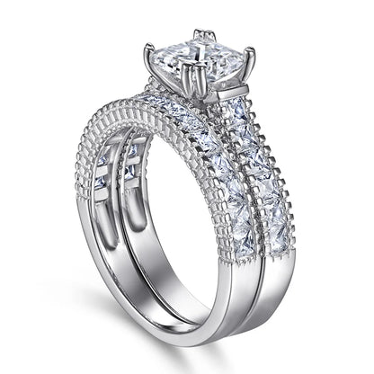 MuShan Jewelry 925 Sterling Silver Rings Bands Rings Bands Ring 7A Cubic Zirconia Rings Bands Timeless Anniversary  Women Gift