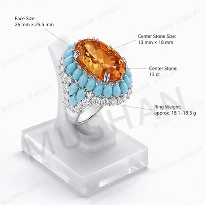 MuShan Jewelry Manufacturer 925 Sterling Silver Rings Band for Women Luxury HCD Gemstones s925 Silver Ring Jewelry Accessories