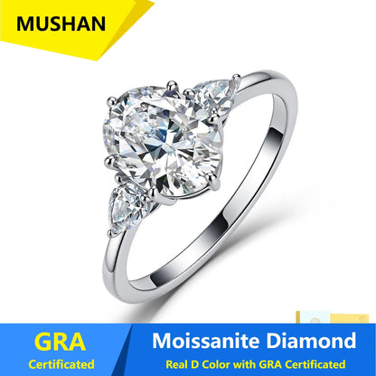 Bague MUSHAN Luxury Jewelry en argent sterling 925 pour femme, avec diamant moissanite émeraude certifié GRA, couleur D, joaillerie fine