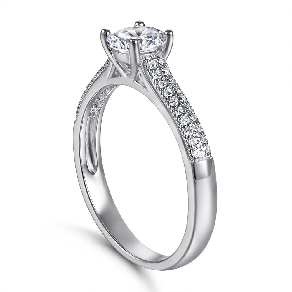 Anillo de plata de ley 925 marca MuShan con circonita cúbica 5A en forma de pera, joyería fina chapada en oro de 18 quilates para prometida, ideal para fiestas