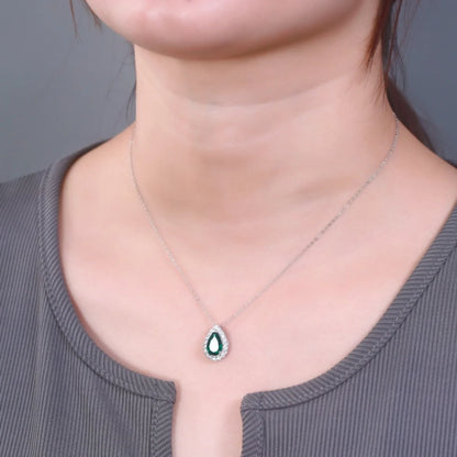 MUSHAN Luxury Jewelry 925 Sterling Silver Chain Pendant Necklace Lab Grown Emerald Ruby Gemstones Necklaces Pendants GRC Jewelry