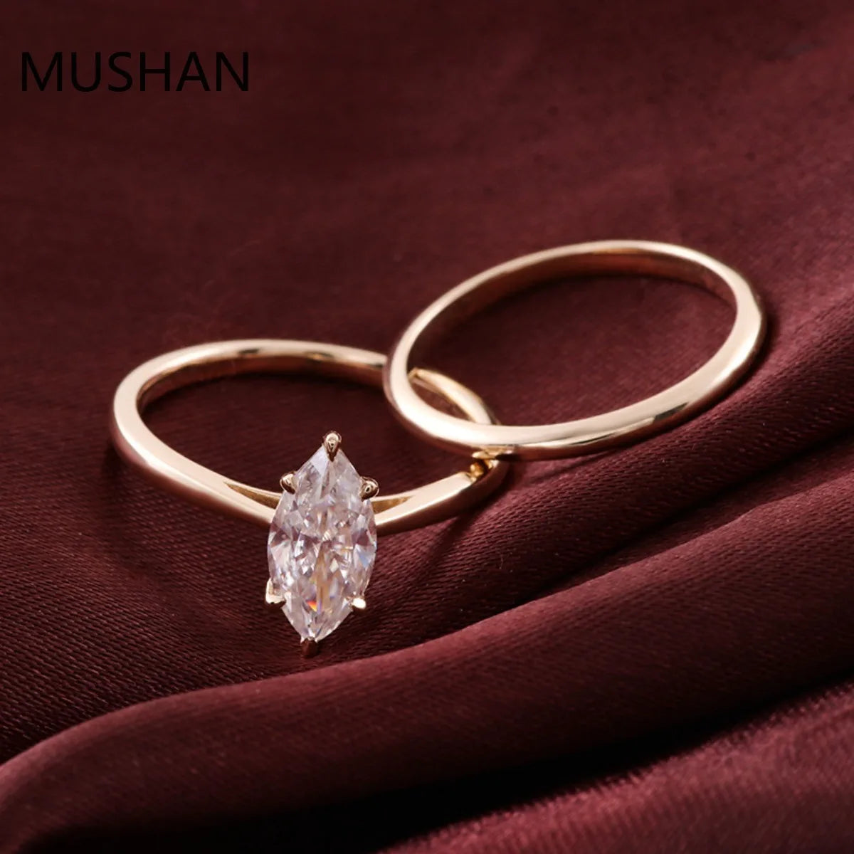 MUSHAN Luxury Custom 14K 18K Gold Rings Band Jewelry With Moissanite Diamond Lab Grown Gemstones Diamond Wedding Ring For Women