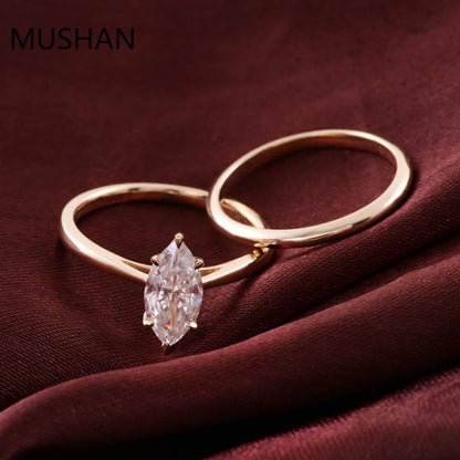 MUSHAN Luxury Custom 14K 18K Gold Rings Band Jewelry With Moissanite Diamond Lab Grown Gemstones Diamond Wedding Ring For Women