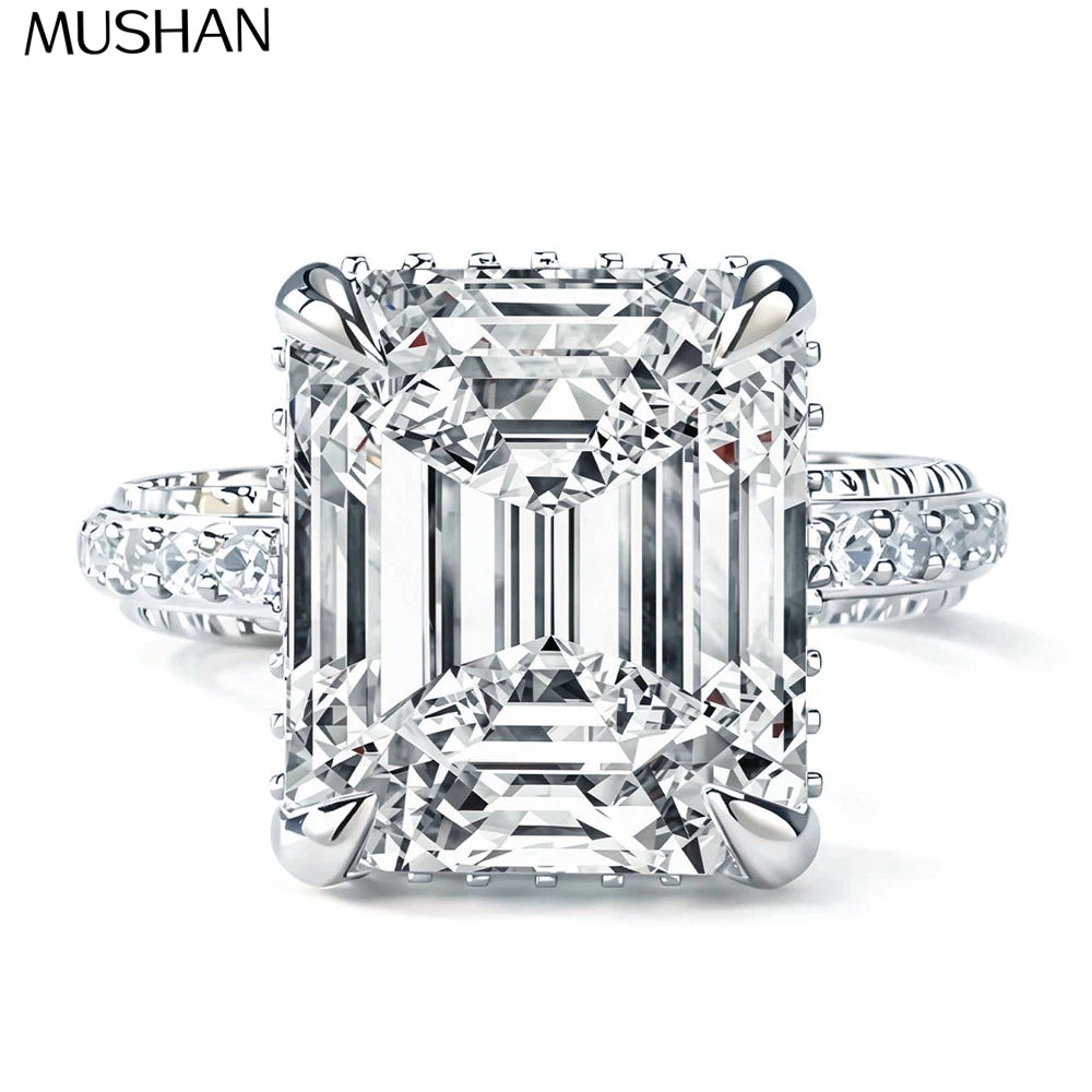 MUSHAN Luxury Jewelry 925 Sterling Silver Ring 8 Carats D Color Moissanite Diamond Rings Women Band GRA Certificated MST Patent