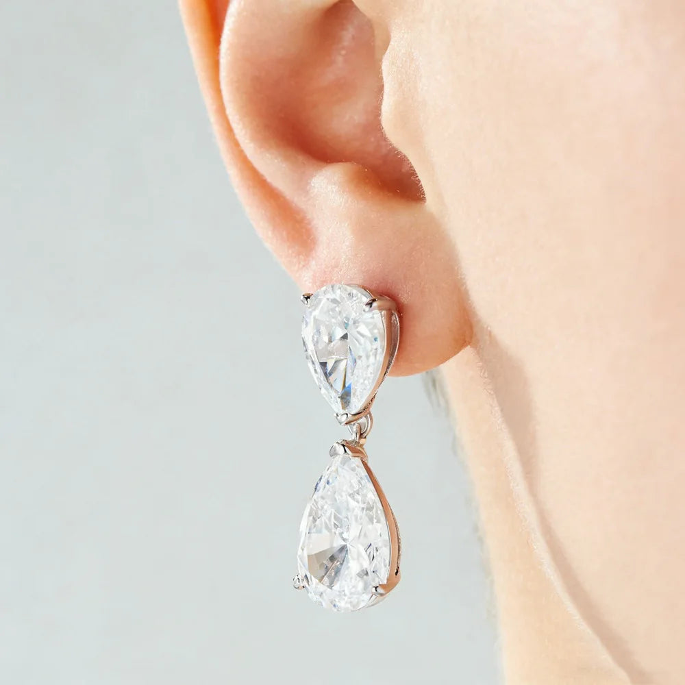 MuShan Brand Jewelry 12ct Moissanite Water Drop Earrings For Women 925 Sterling Silver 12Carat Moissanite Diamond Stud Earrings