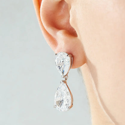 MuShan Brand Jewelry 12ct Moissanite Water Drop Earrings For Women 925 Sterling Silver 12Carat Moissanite Diamond Stud Earrings