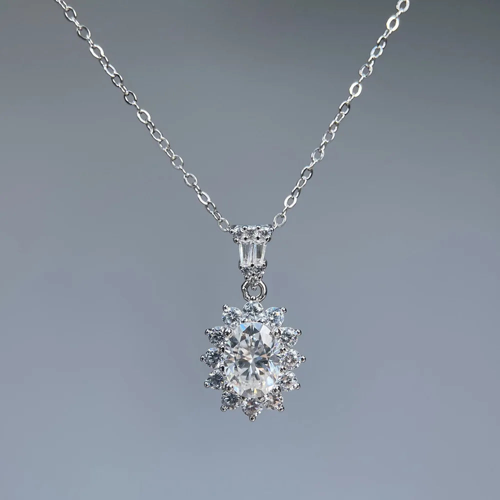 MuShan Luxury Jewelry 925 Sterling Silver Necklace 20IN 1CT Moissanite Evening Modern for Women 18K Gold Plated MST Patent