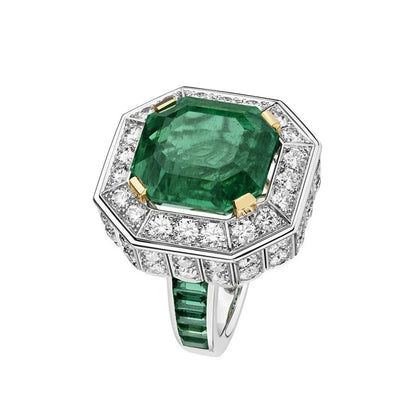 ShanBaoBao Luxury Jewelry 925 Sterling Silver Ring Band 12ctw High Carbon Diamond Green Gemstones Rings For Women s925 Jewelry