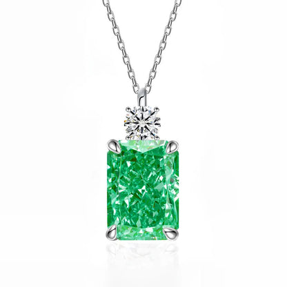 MUSHAN Luxury Jewelry 7ct 8*10 Rectangular Necklace For Women Made Of 925 Silver With Ice Flower Cut High-Carat Diamond Pendant
