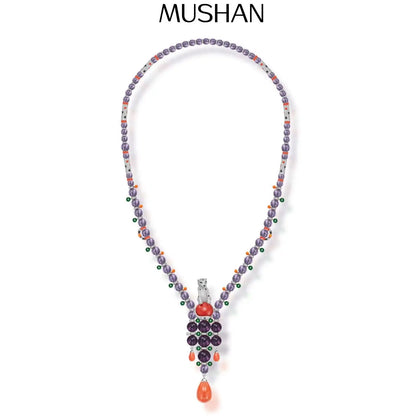 MS Luxury Jewelry Natural Crystal Amethyst Pendant Necklace 925 Sterling Silver Cheetah Leopard Pendants Necklaces For Women
