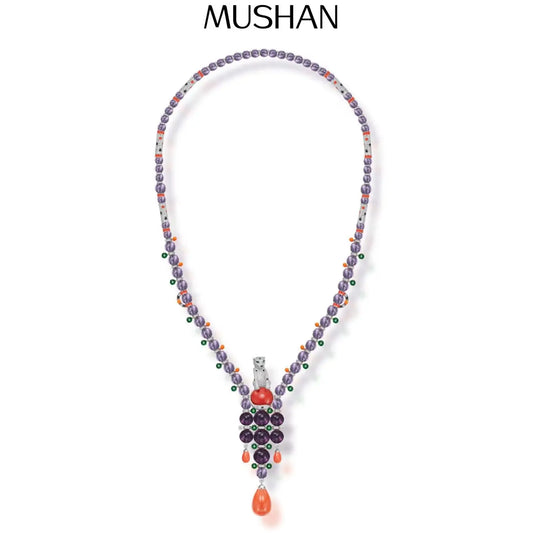 MS Luxury Jewelry Natural Crystal Amethyst Pendant Necklace 925 Sterling Silver Cheetah Leopard Pendants Necklaces For Women