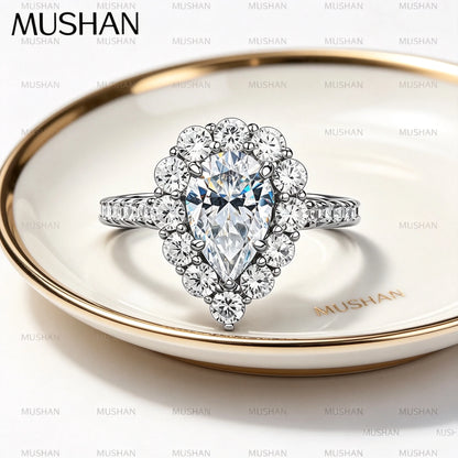 MuShan Luxury Jewelry 925 Sterling Silver Ring Moissanite Stunning Ring for Ladies 18K Real Gold Plated MST Patent Rings