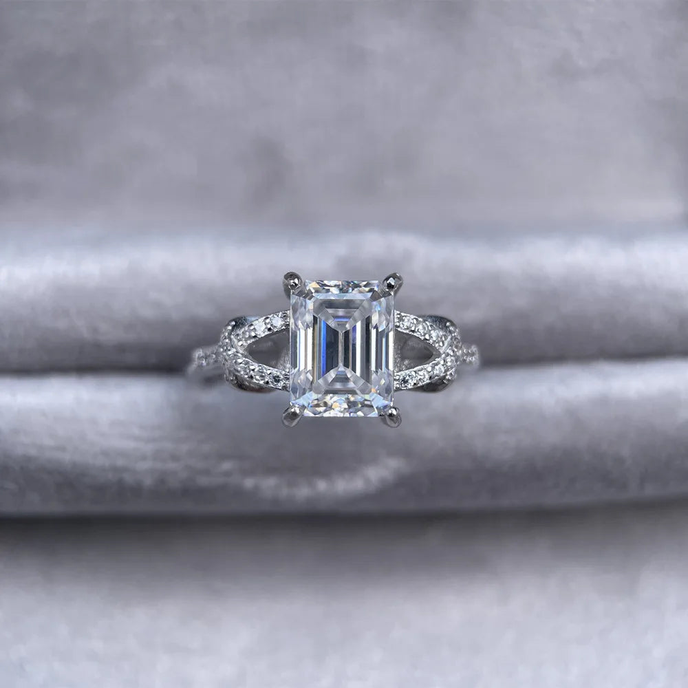 Anillo de plata de ley 925 de la marca MuShan, anillo de moissanita VVS para novia, chapado en oro de 18K, joyería con patente MST