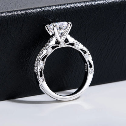 Anillo de compromiso de plata de ley 925 con moissanita de la marca MuShan para pareja, bañado en oro auténtico de 18 quilates, joyería con patente MST