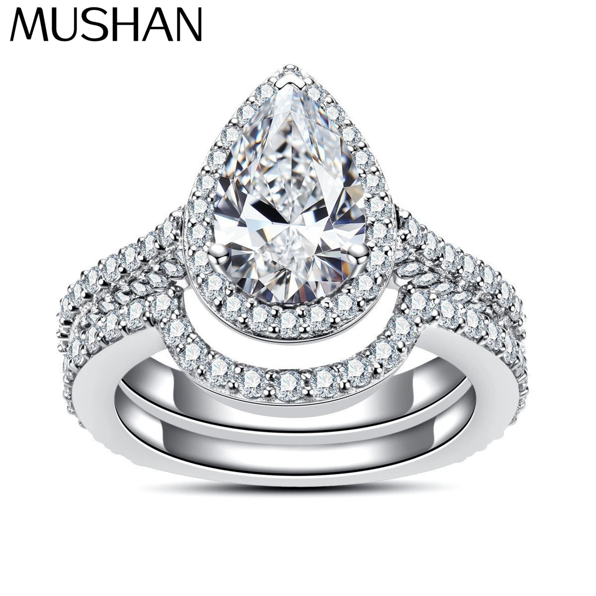 Anillo de plata de ley 925 de MuShan Luxury Jewelry, anillo de moissanita para regalo de Navidad para amigas, baño de oro de 18 quilates, anillos de alta gama con patente MST