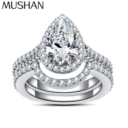Anillo de plata de ley 925 de MuShan Luxury Jewelry, anillo de moissanita para regalo de Navidad para amigas, baño de oro de 18 quilates, anillos de alta gama con patente MST