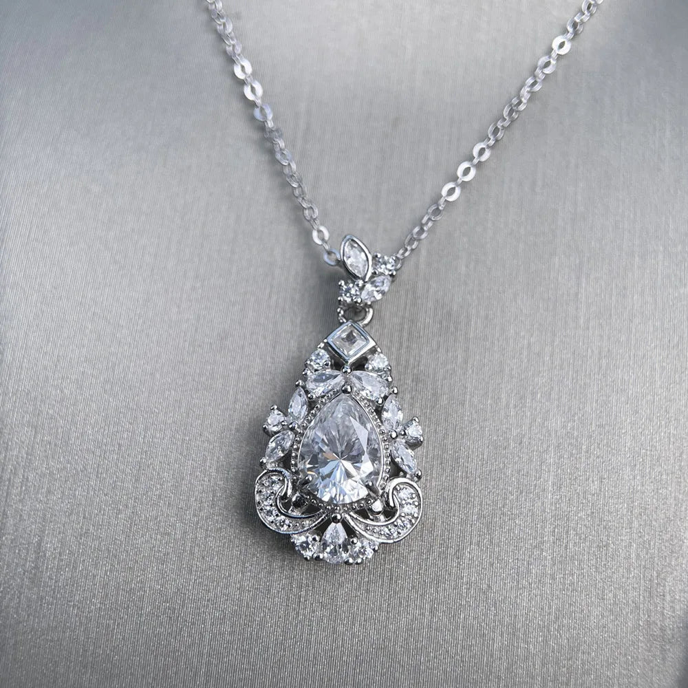 MuShan Luxury Jewelry 925 Sterling Silver Chain Necklace Brilliant Moissanite Bridal Girls Gold Vermeil MST Patent Fine Jewelry