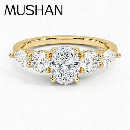 MuShan Designer Jewelry 925 Sterling Silver Ring Moissanite Diamond Artisan Ring for Bride 18K Gold Plated MST Patent Rings