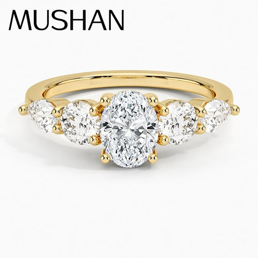 MuShan Designer Jewelry 925 Sterling Silver Ring Moissanite Diamond Artisan Ring for Bride 18K Gold Plated MST Patent Rings