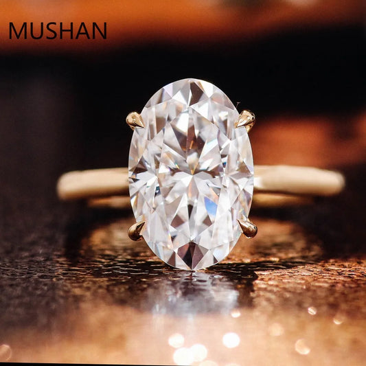 MUSHAN Luxury Custom 14K 18K Gold Rings Band Jewelry GRA Certificate D Color Moissanite Diamond Wedding Ring For Women