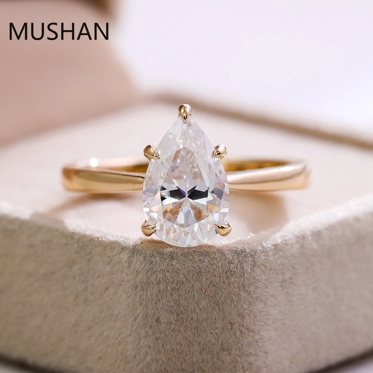 MUSHAN Luxury Custom 14K 18K Gold Rings Band Jewelry With Moissanite Diamond Lab Grown Gemstones Diamond Wedding Ring For Women