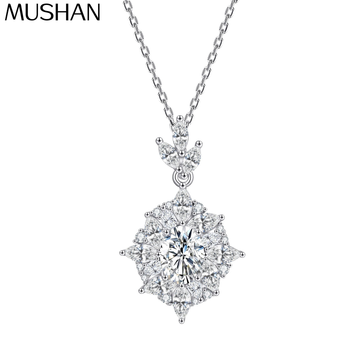 MuShan Brand Jewelry 925 Sterling Silver Necklace Zircon 7A Choker Vacation Ladies 18K Real Gold Plated Premium Jewelry Pendant