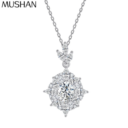 MuShan Brand Jewelry 925 Sterling Silver Necklace Zircon 7A Choker Vacation Ladies 18K Real Gold Plated Premium Jewelry Pendant