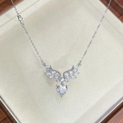 MuShan Designer Jewelry 925 Sterling Silver Chain Pendant Solitaire Heart Moissanite for Her Gold Vermeil MST Patent GRA
