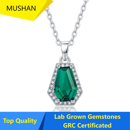 MUSHAN Luxury Jewelry 925 Sterling Silver Chain Pendant Necklace Lab Grown Emerald Ruby Gemstones Necklaces Pendants GRC Jewelry
