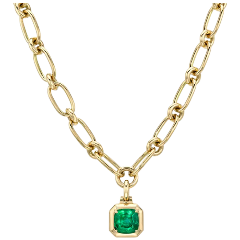MUSHAN Collier de joaillerie sur mesure en argent sterling 925, pendentif avec émeraude, rubis ou saphir de culture pour femme, plaqué or 18 carats