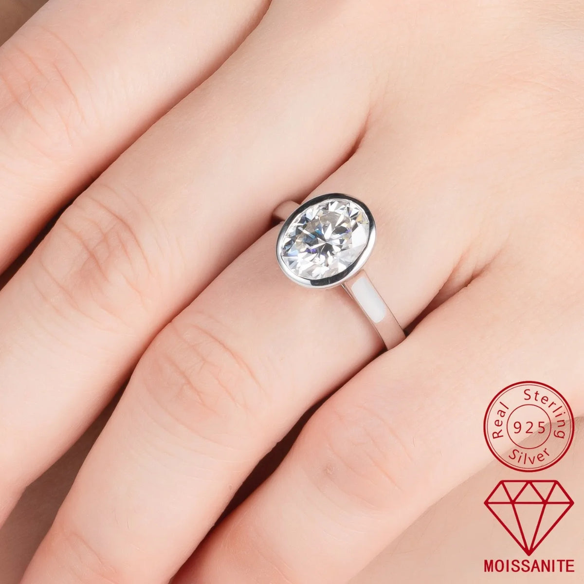 Anillo de compromiso de plata de ley 925 de MUHAN Luxury Jewelry, anillo de diamantes de moissanita para mujer con certificado GRA, color D, joyería fina