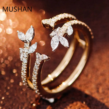 MUSHAN Luxury Custom 14K 18K Gold Rings Band Jewelry With Moissanite Diamond Lab Grown Gemstones Diamond Wedding Ring For Women