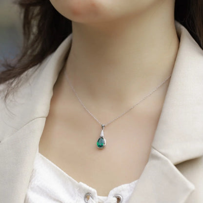 MUSHAN Luxury Jewelry 925 Sterling Silver Chain Pendant Necklace Lab Grown Emerald Ruby Gemstones Necklaces Pendants GRC Jewelry