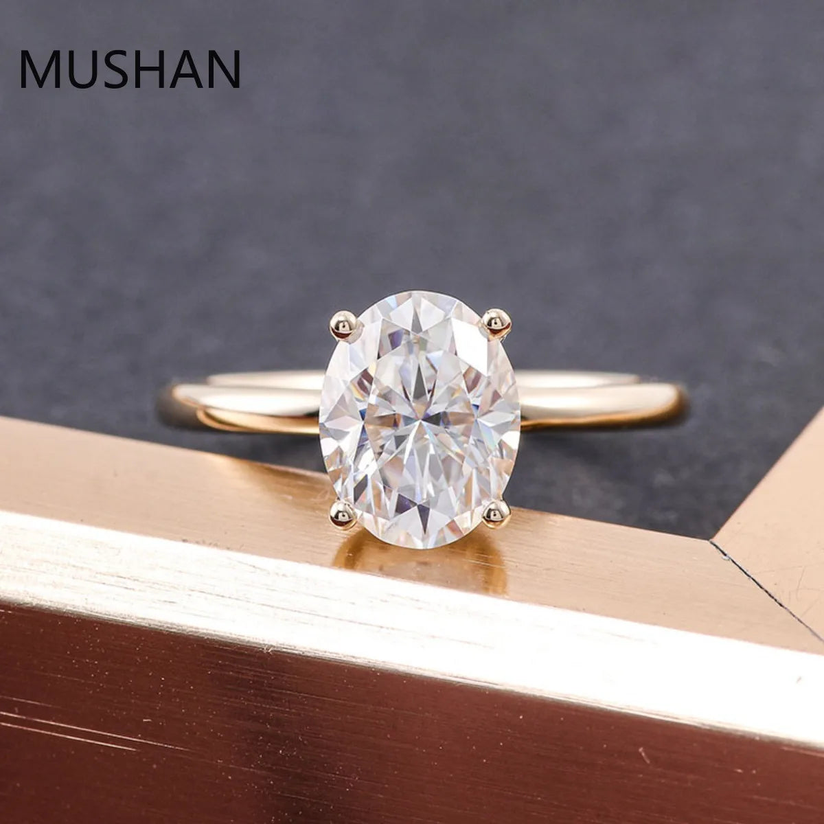 MUSHAN Luxury Custom 14K 18K Gold Rings Band Jewelry With Moissanite Diamond Lab Grown Gemstones Diamond Wedding Ring For Women