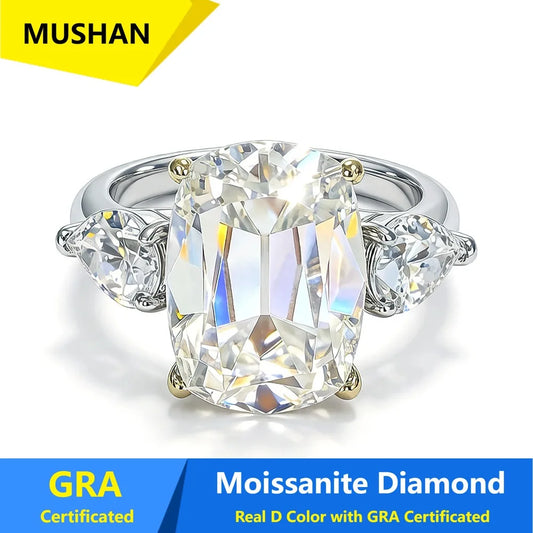 MUSHAN Luxury Jewelry 925 Sterling Silver Ring Band Women GRA Certificated Moissanite Diamond Emerald D Color Rings Fine Jewelry