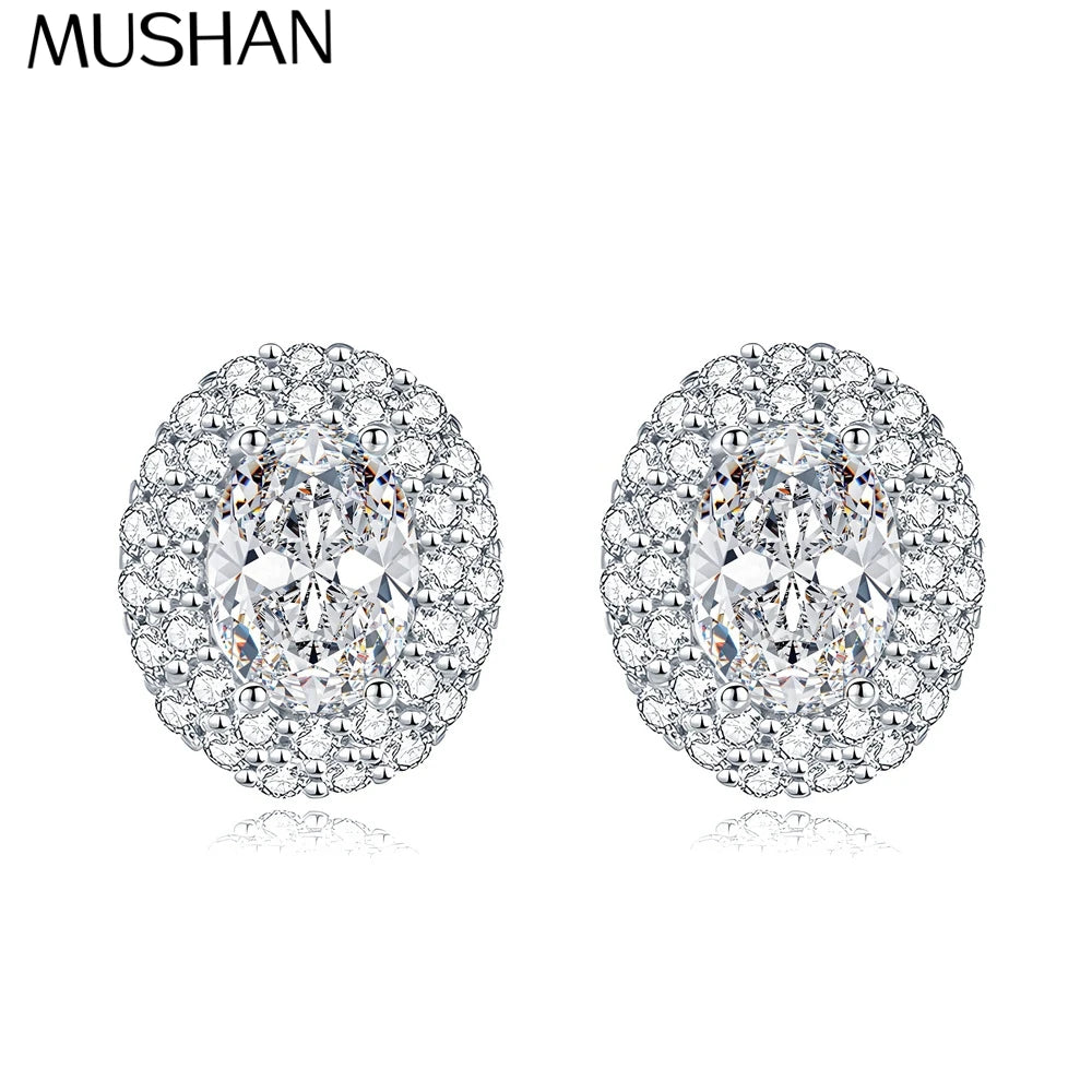 Joyas de la marca MuShan, aretes de plata de ley 925 con moissanita de 3 quilates, diseño geométrico para ocasiones especiales, chapado en oro real de 18K, patente MST