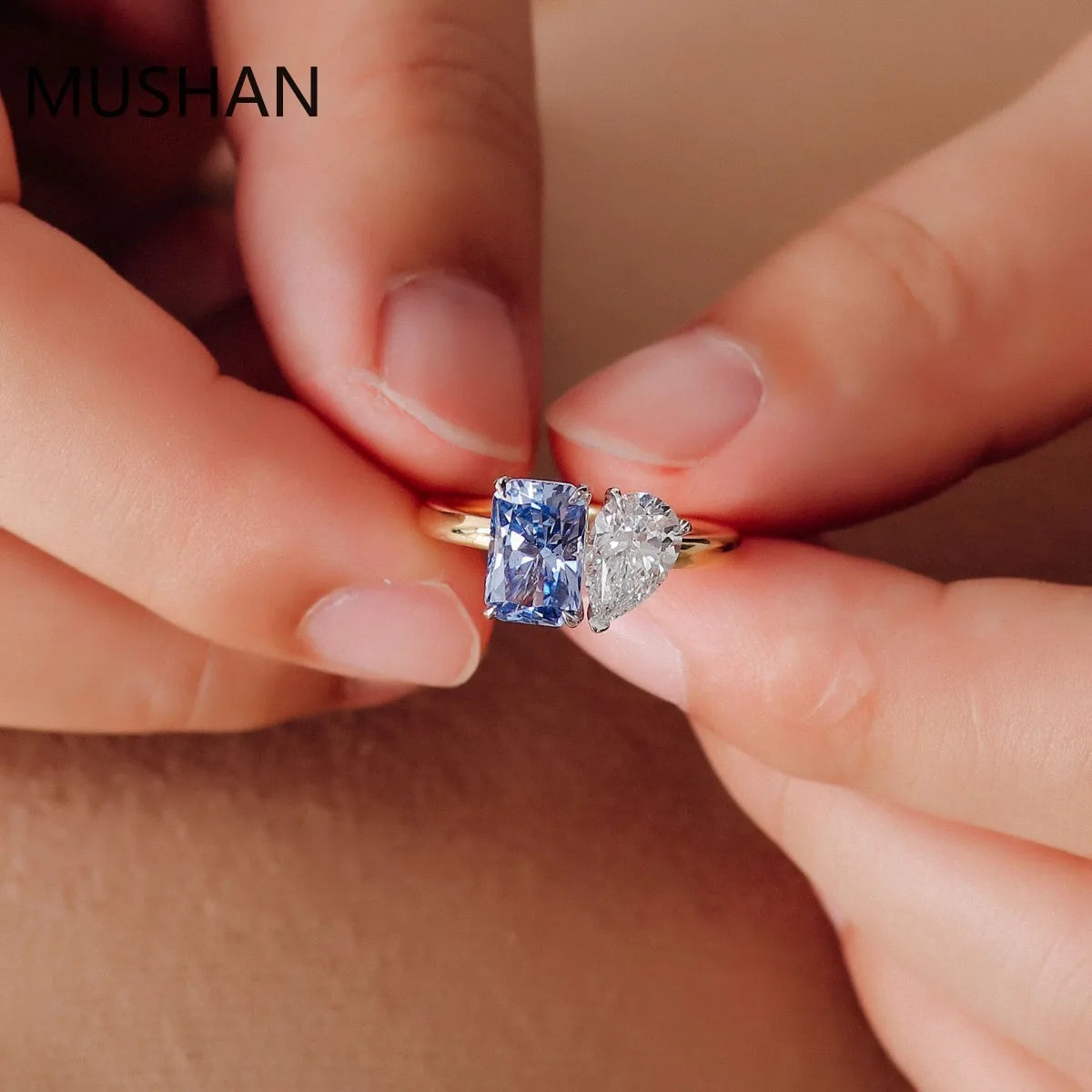 MUSHAN Luxury Custom 14K 18K Gold Rings Band Jewelry With Moissanite Diamond Lab Grown Gemstones Diamond Wedding Ring For Women