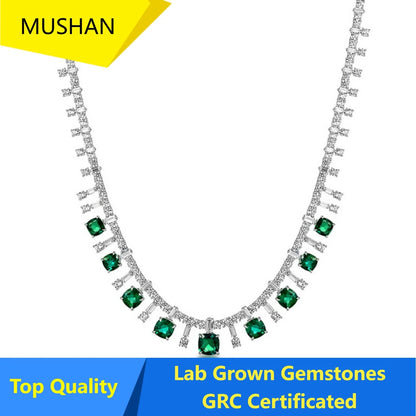 MUSHAN Luxury Jewelry 925 Sterling Silver Chain Pendant Necklace Lab Grown Emerald Ruby Gemstones Necklaces Pendants GRC Jewelry
