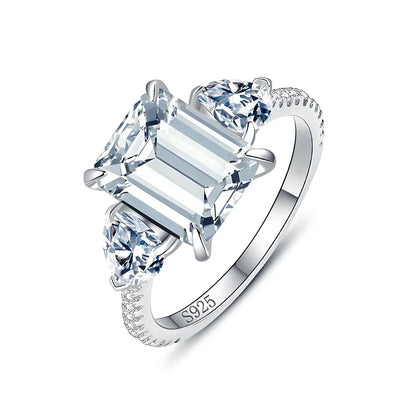 MuShan Jewelry 925 Sterling Silver Ring Wedding Band HCD Gemstones Minimalist Style Glamorous Style Women Rings Fine Jewelry