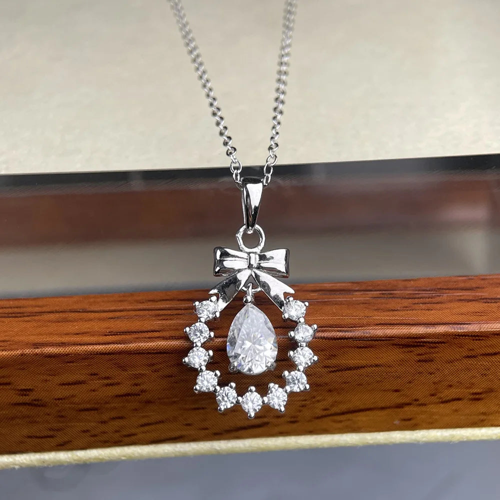 Collar de plata de ley 925 de la marca MuShan, corto, con moissanita de 2 quilates, regalo para mujer y para el Día de la Madre, chapado en oro, patente MST, corto