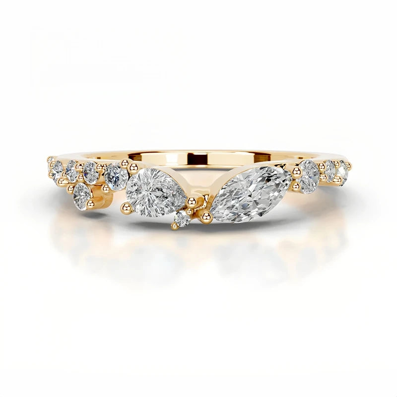 MuShan Luxury Jewelry 925 Sterling Silver Ring D Color Moissanite Classic Ring Women 18K Gold Plated MST Patent Jewellery