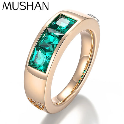 MUSHAN Custom Jewelry 925 Silver 10k 14k 18k Gold Ring Band Lab Grown Colombian Emerald Ring Women Wedding Rings Fine Jewelry