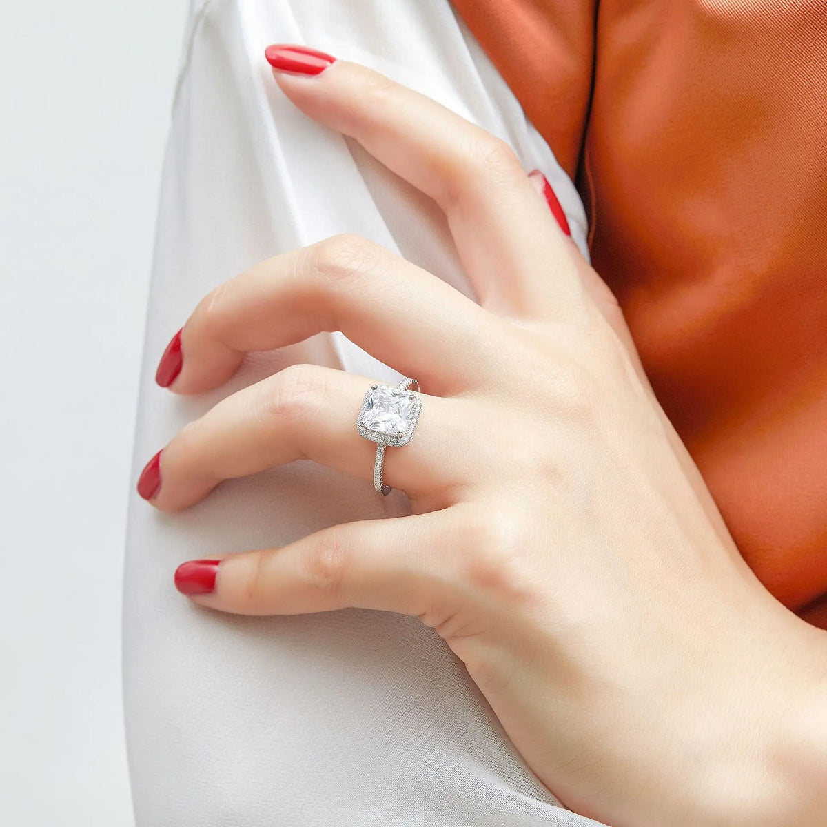 MuShan Jewelry 925 Sterling Silver Rings Bands Engagement Ring 7A Cubic Zirconia Delicate Anniversary Rings Bands  Women Gift